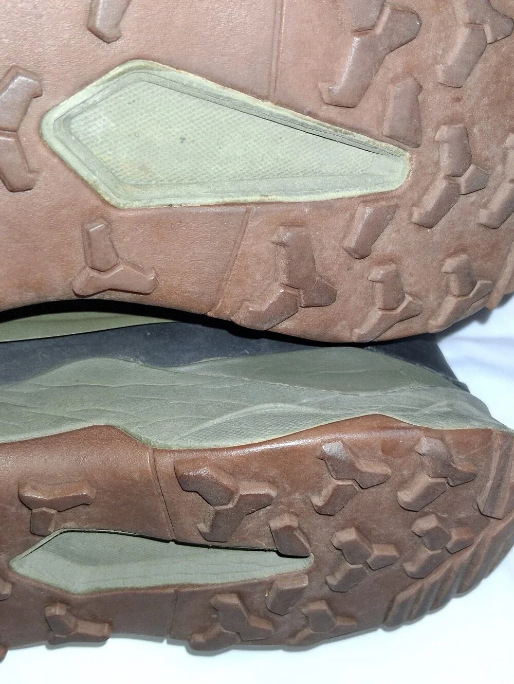 The North Face Olive Green Hiking Boots with Orange Logo Accents